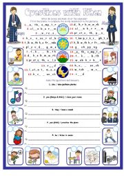 Simple Present - Questions with When. Two Pages Plus Key.