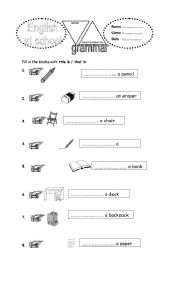 English Worksheet: things in the class