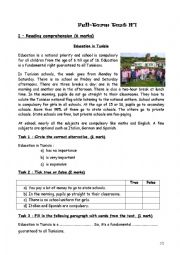 English Worksheet: Education in Tunisia