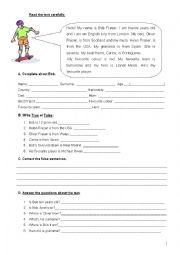 English Worksheet: Reading comprehension