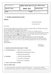 English Worksheet: End of term test, 8th form 