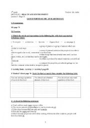 English Worksheet: Let Everyday be an Earth Day (Lesson 5, Module 3, 9th gr.)