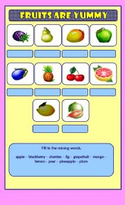 English Worksheet: Fruits are Yummy (2)