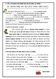 English Worksheet: mid term test1 8th form