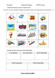 English Worksheet: Means of transport