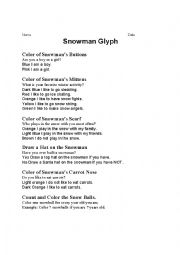 English Worksheet: Snowman Glyph