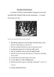 English Worksheet: The Blair Witch Project Worksheet