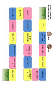 Board Game for vocabulary and creation of sentences and questions