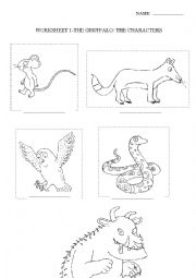 English Worksheet: The Gruffalo- Characters