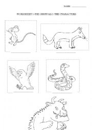 English Worksheet: The Gruffalo- Characters