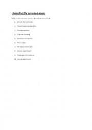 English Worksheet: Common Noun