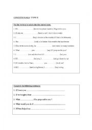 English Worksheet: CONDITIONALS TYPE II