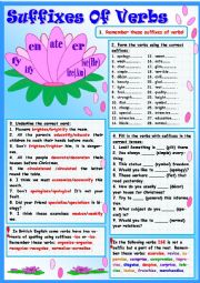 English Worksheet: Suffixes Of  Verbs