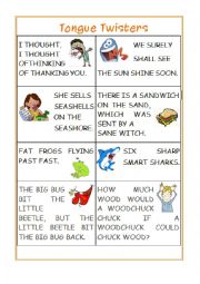 English Worksheet: Tongue Twisters