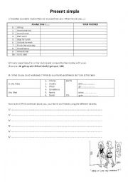 English Worksheet: present simple daily routine pair work