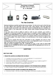 English Worksheet: English exam - Level 1