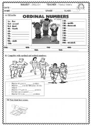 English Worksheet: Ordinal numbers