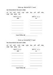 English Worksheet: Word Sort Warm-up for Hard and Soft C sound