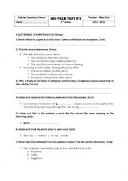 English Worksheet: mid-term English test n:3