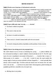 English Worksheet: water scarcity