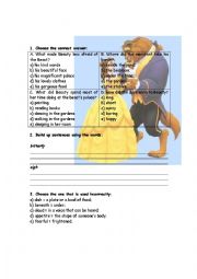 English Worksheet: Beauty and the Beast
