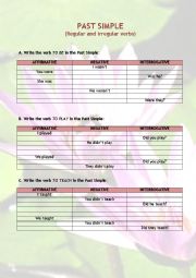 English Worksheet: Past Simple - Regular and Irregular verbs
