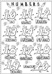 English Worksheet: numbers from 10 to 20