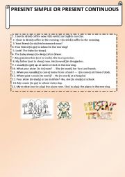English Worksheet: Present Simple or Present Continuous
