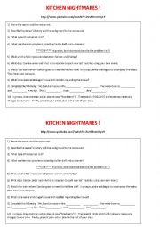 Kitchen Nightmares - A video-based worksheet for high levels