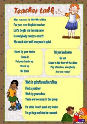 English Worksheet: Teacher talk