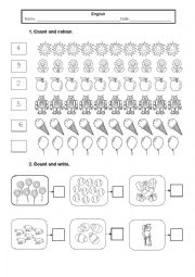 English Worksheet: Cardinal Numbers 1 to 10