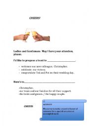 English Worksheet: CHEERS