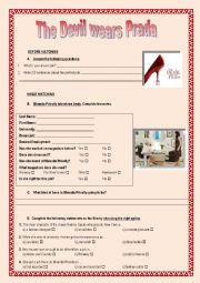 English Worksheet: Film: The Devil wears Prada