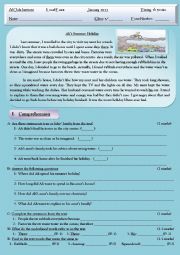 English Worksheet: Pollution Reading Test + Comprehension + Language + Writing 