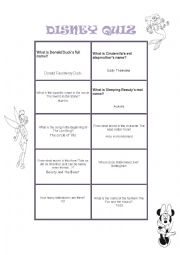 English Worksheet: Disney Quiz part 2