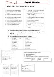 English Worksheet: What sort of a person are you?