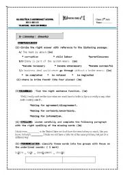 English Worksheet: Mid-term test n2 second arts