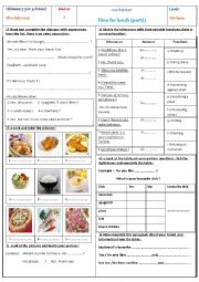 English Worksheet: Time for lunch part 2