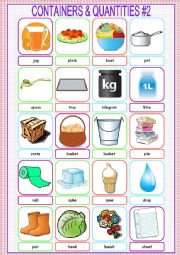 English Worksheet: Containers and Quantities Picture Dictionary#2