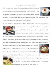 English Worksheet: Reading comprehension - Japanese food