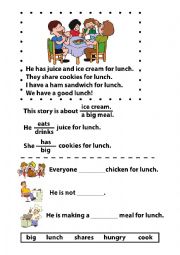English Worksheet: beginner reading comprehension worksheet 1