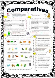 English Worksheet: Comparatives with animals