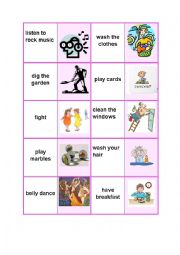 English Worksheet: present progressive tense mime cards