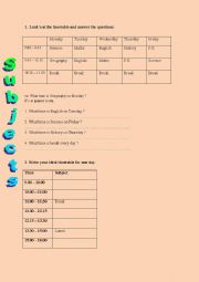 Subjects at school and time