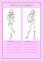 English Worksheet: What are they wearing?