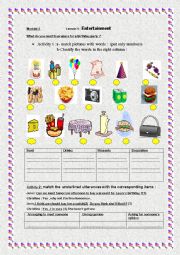 English Worksheet: Entertainment