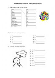 English Worksheet: Cardinal and Ordinal Numbers