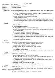 English Worksheet: lesson plan of some body parts
