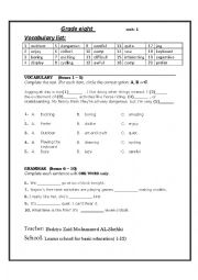 English Worksheet: Grammar and Vocabulary
