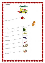 English Worksheet: Fruits